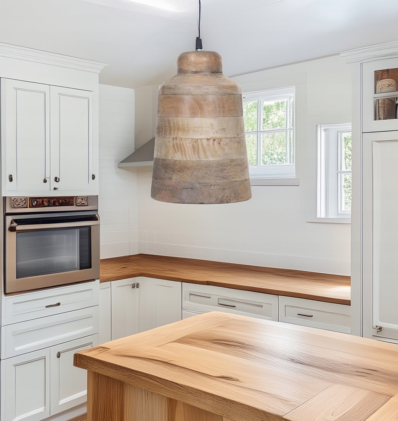 LAMPA WISZĄCA SUFITOWA BOHO DREWNO MANGO 30cm