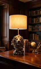 LAMPA STOŁOWA BIURKOWA NOCNA LEW ZŁOTA 47cm E27 DO SALONU DOMU GLAMOUR