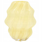 WAZON SZKLANY 20cm OKRĄGŁY ŻÓŁTY NA KWIATY BUKIET DO SALONU DOMU BOHO RETRO