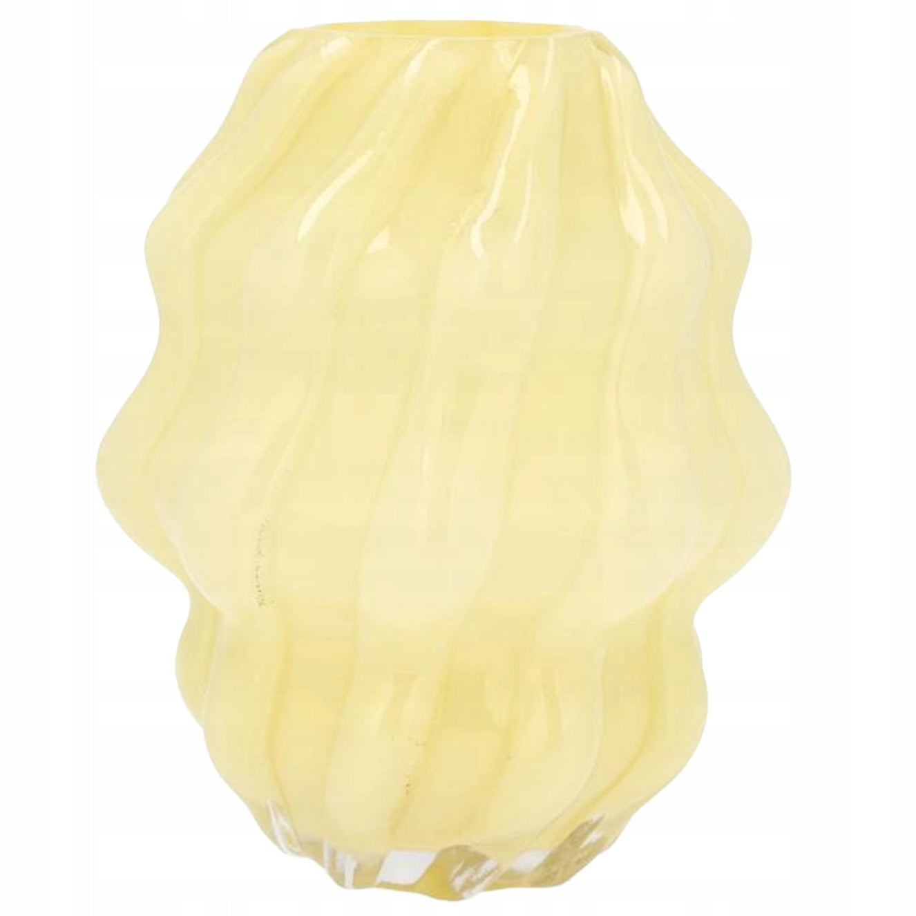 WAZON SZKLANY 20cm OKRĄGŁY ŻÓŁTY NA KWIATY BUKIET DO SALONU DOMU BOHO RETRO