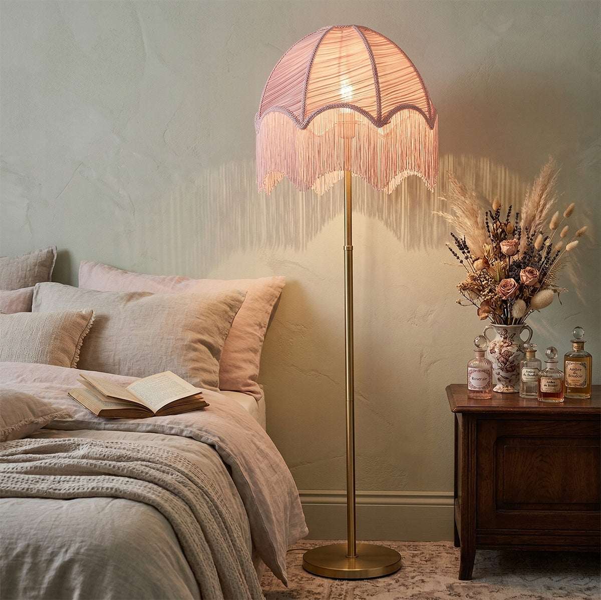 ABAŻUR NA ŻARÓWKĘ KLOSZ DUŻY 45cm E27 E14 DO LAMPY STOJĄCEJ WISZĄCEJ RÓŻOWY