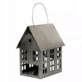 LAMPION DOMEK METALOWY SREBRNY 17X14CM