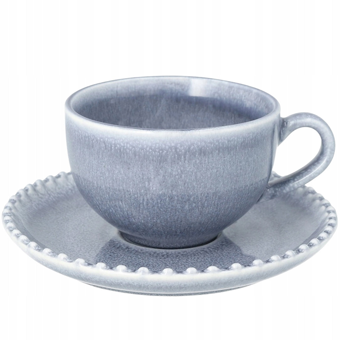 FILIŻANKA ZE SPODKIEM DO KAWY HERBATY 200ml CERAMICZNA BŁĘKITNA KUBEK