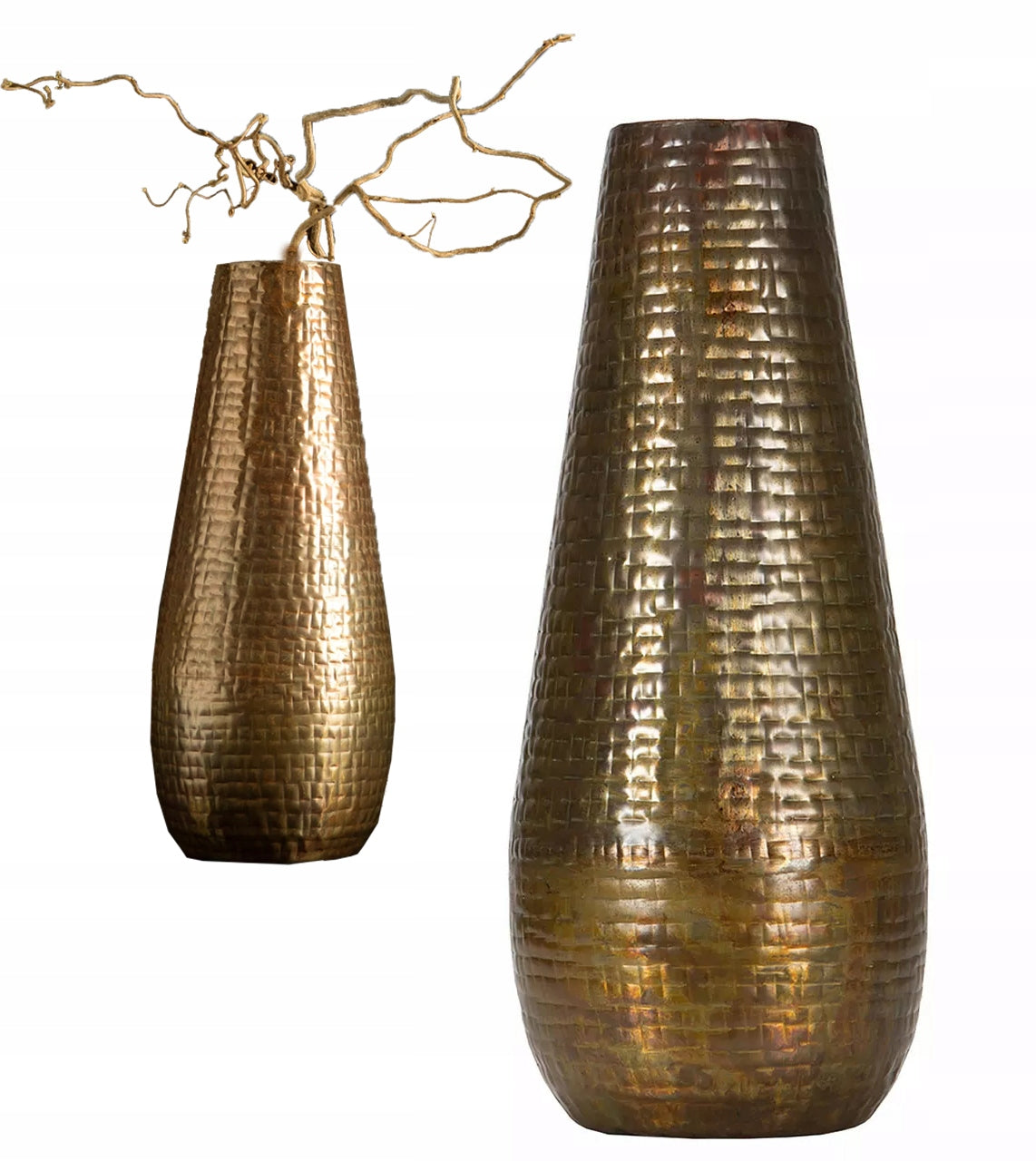 WAZON PODŁOGOWY WYSOKI DUŻY 56cm ZŁOTY NA GAŁĘZIE TRAWĘ DO SALONU DOMU