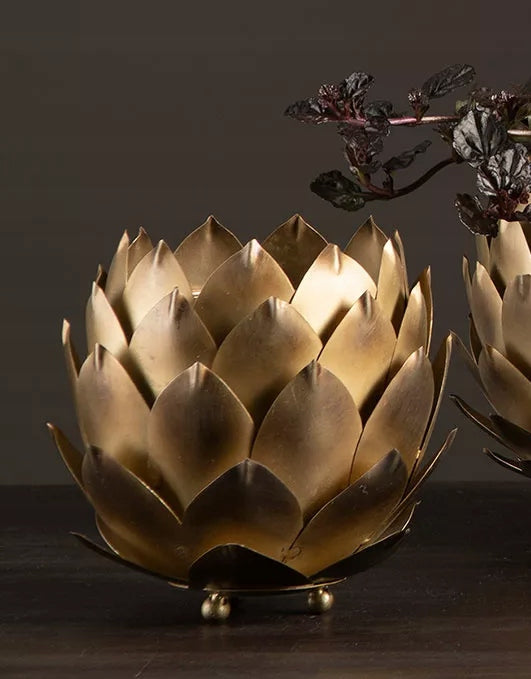 DONICZKA METALOWA KWIAT ZŁOTA PŁASKA 17CM