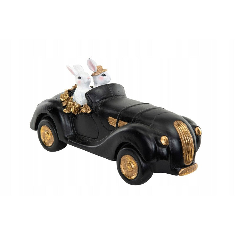 FIGURKA WIELKANOCNA ZAJĄCE W AUCIE 22X10CM