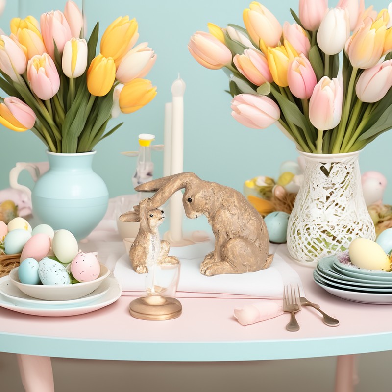 FIGURKA ZAJĄCZKI WIELKANOCNA BEŻOWA