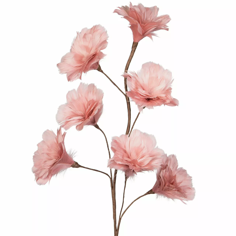 GAŁĄZKA DEKORACYJNA naturalne pióra różowa 100cm