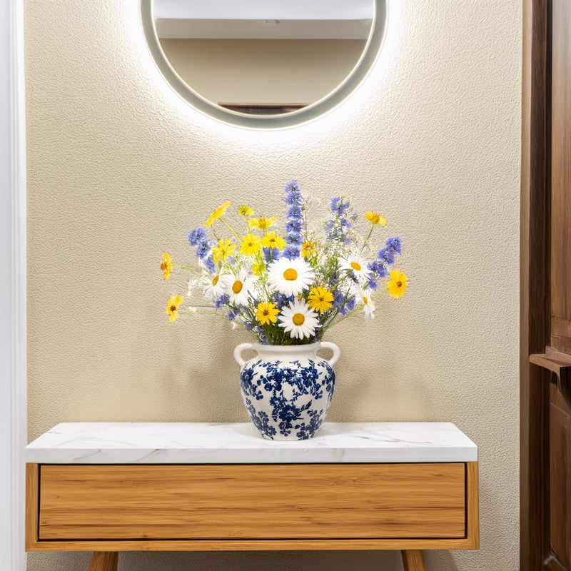 WAZON RÓŻE RETRO CERAMICZNY 21cm