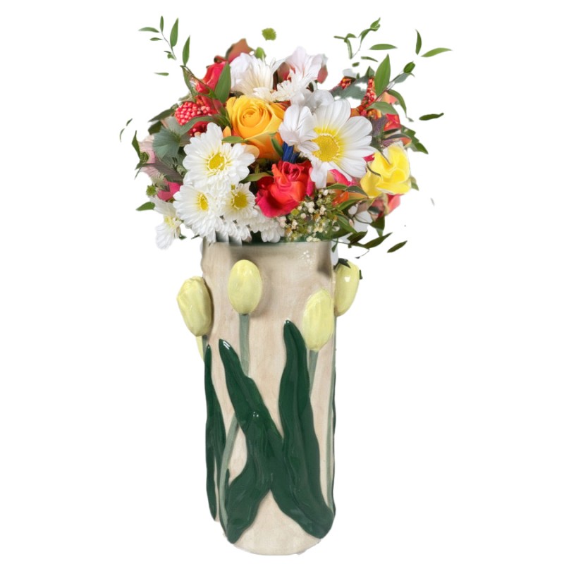 WAZON TULIPANY ręcznie malowany 27cm